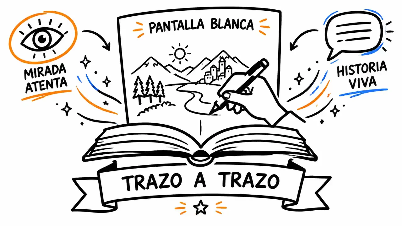 Mano dibujando sobre una pantalla blanca: ejemplo de vídeo de pizarra creado con AnimatedBoard