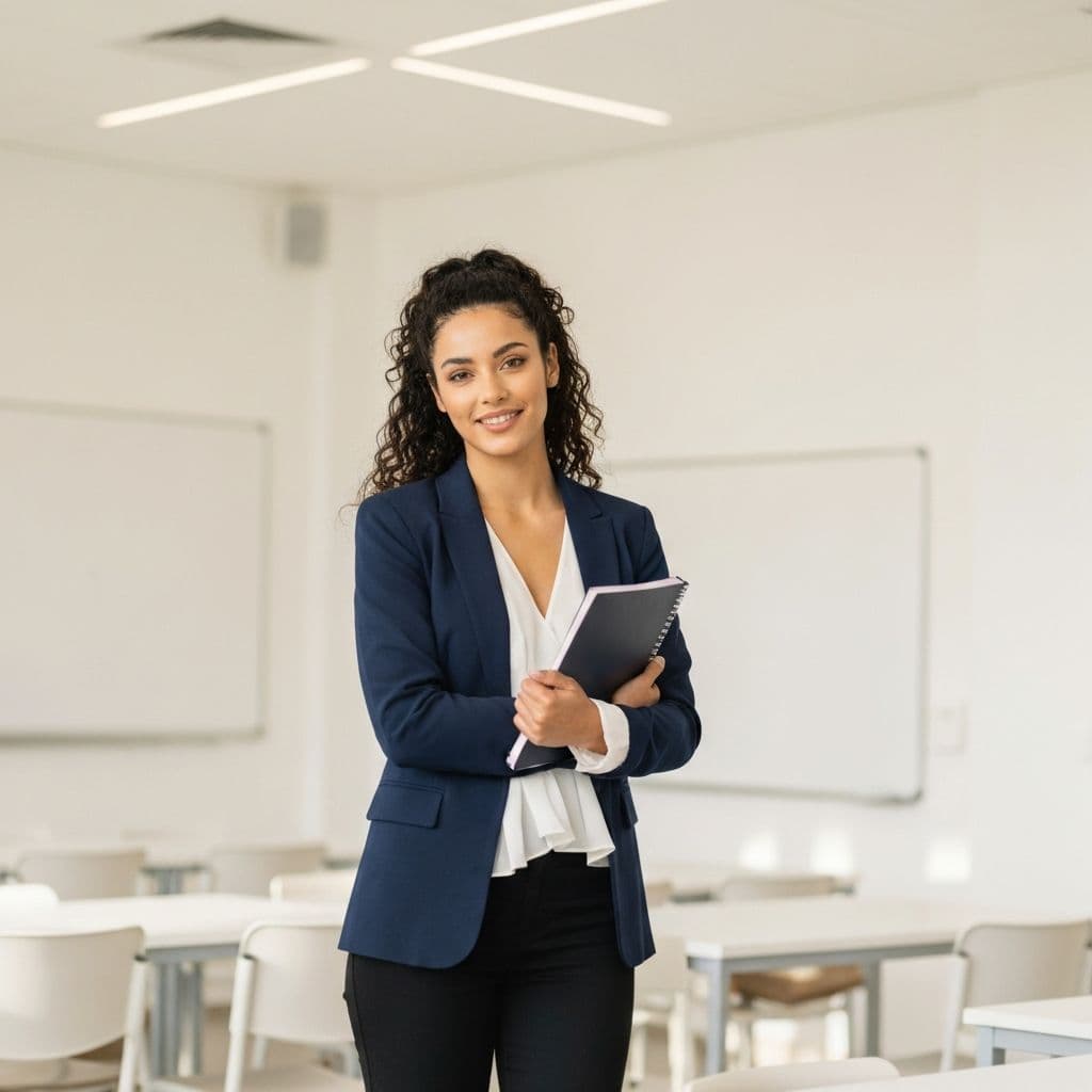 Profesora preparando clases de oposiciones en academia Selba Formación